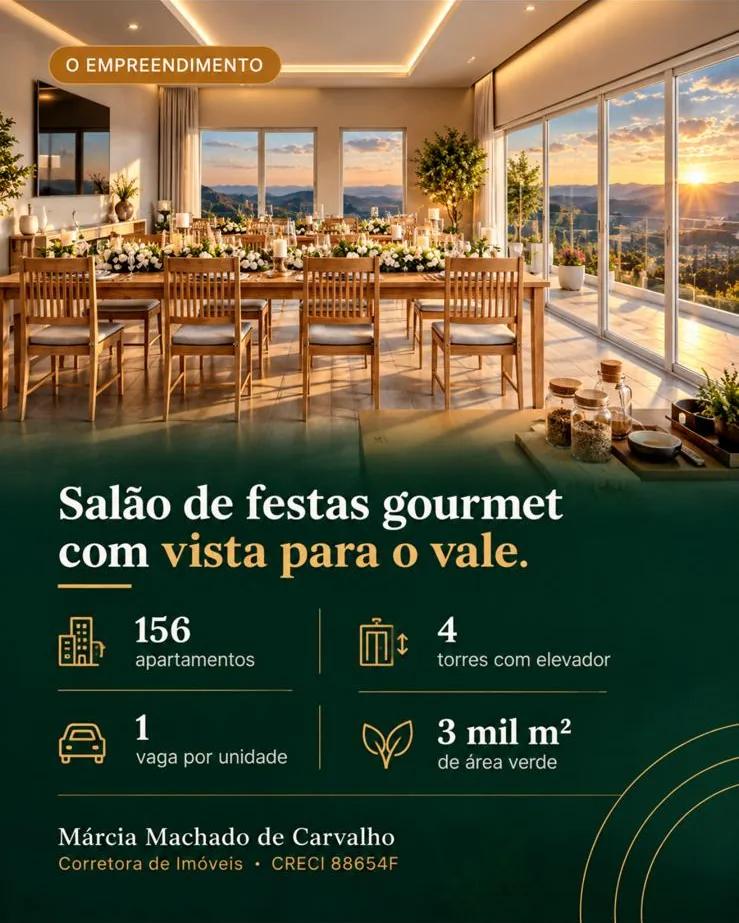 Salão de festas gourmet com vista para o vale